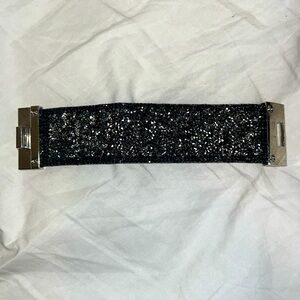 Black Bling Stone encrusted cuff bracelet - Excellent Condition